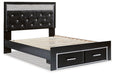 Kaydell Queen Upholstered Panel Storage Platform Bed with Dresser Homeline Furniture