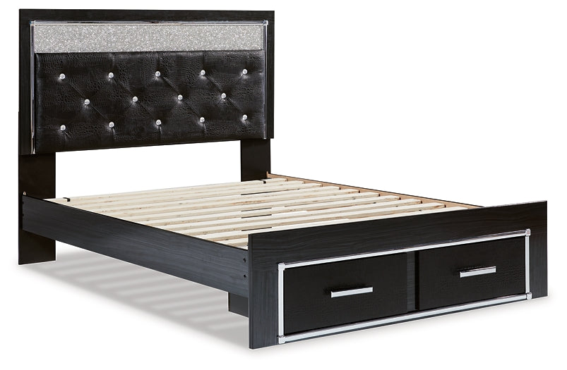 Kaydell Queen Upholstered Panel Storage Platform Bed with Mirrored Dresser, Chest and 2 Nightstands Homeline Furniture