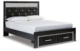 Kaydell Queen Upholstered Panel Storage Platform Bed with Mirrored Dresser, Chest and 2 Nightstands Homeline Furniture