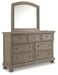 Lettner California King Panel Bed with Mirrored Dresser and 2 Nightstands Homeline Furniture