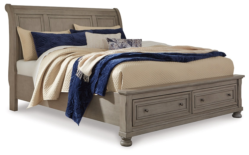 Lettner California King Sleigh Bed with Mirrored Dresser, Chest and Nightstand Homeline Furniture