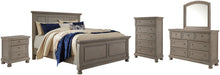 Lettner King Panel Bed with Mirrored Dresser, Chest and Nightstand Homeline Furniture