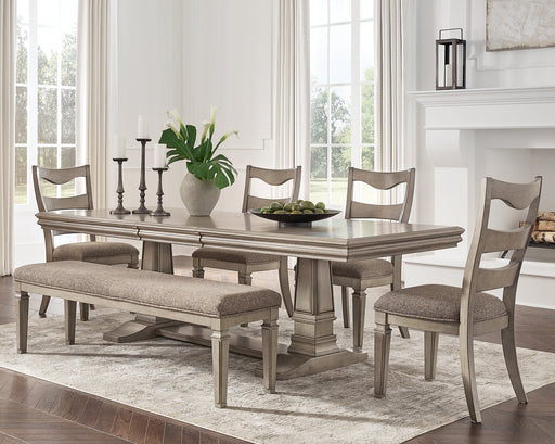 Lexorne Dining Table and 4 Chairs and Bench Homeline Furniture