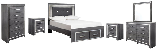 Lodanna Full Panel Bed with 2 Storage Drawers with Mirrored Dresser, Chest and 2 Nightstands Homeline Furniture