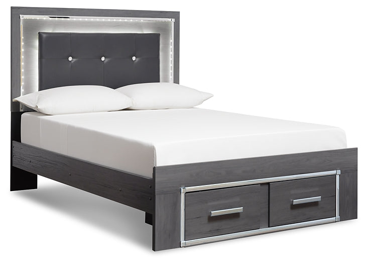 Lodanna Full Panel Bed with 2 Storage Drawers with Mirrored Dresser and 2 Nightstands Homeline Furniture