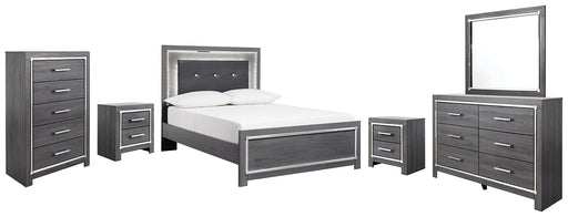 Lodanna Full Panel Bed with Mirrored Dresser, Chest and 2 Nightstands Homeline Furniture