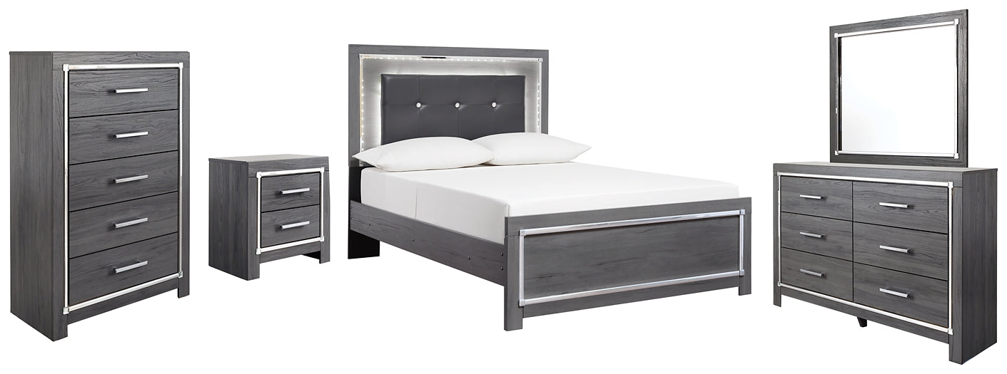 Lodanna Full Panel Bed with Mirrored Dresser, Chest and Nightstand Homeline Furniture