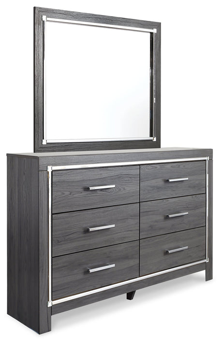 Lodanna Full Upholstered Panel Headboard with Mirrored Dresser and 2 Nightstands Homeline Furniture