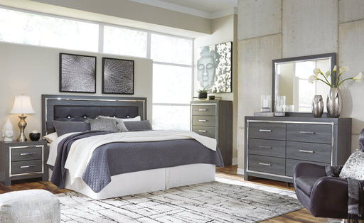 Lodanna King/California King Upholstered Panel Headboard with Mirrored Dresser, Chest and 2 Nightstands Homeline Furniture