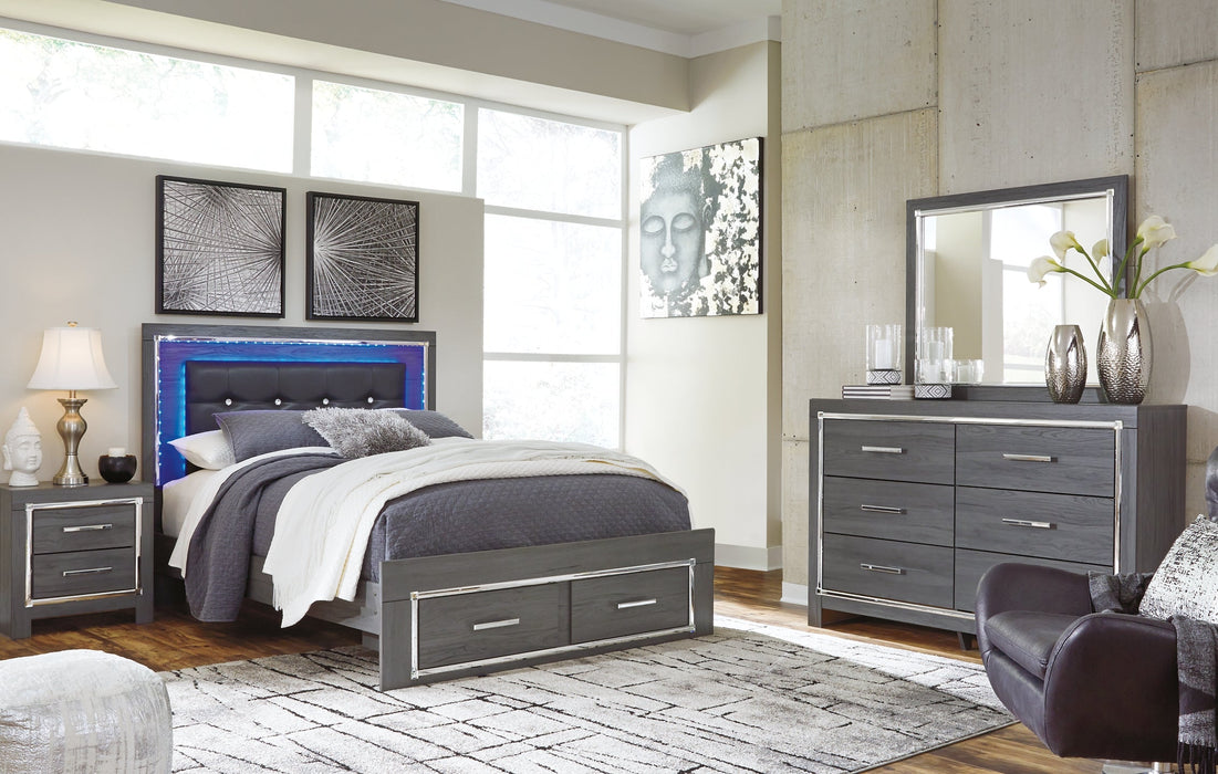 Lodanna King Panel Bed with 2 Storage Drawers with Dresser Homeline Furniture