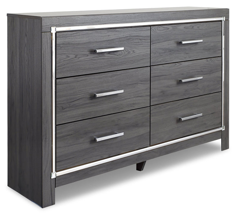 Lodanna King Panel Bed with 2 Storage Drawers with Dresser Homeline Furniture