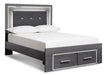 Lodanna King Panel Bed with 2 Storage Drawers with Mirrored Dresser, Chest and 2 Nightstands Homeline Furniture