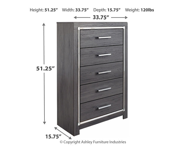 Lodanna King Panel Bed with 2 Storage Drawers with Mirrored Dresser, Chest and Nightstand Homeline Furniture