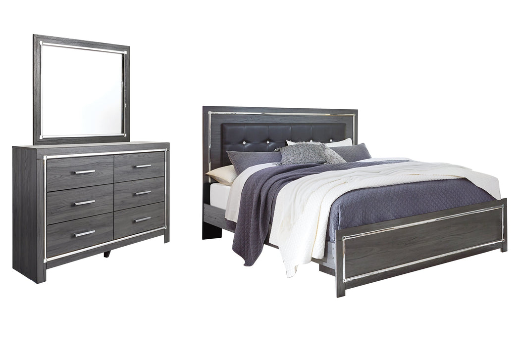 Lodanna King Panel Bed with Mirrored Dresser Homeline Furniture