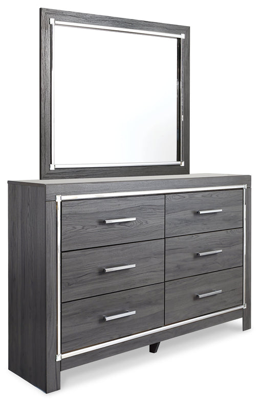 Lodanna King Panel Bed with Mirrored Dresser and Nightstand Homeline Furniture