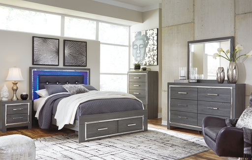 Lodanna Queen Panel Bed with 2 Storage Drawers with Mirrored Dresser and 2 Nightstands Homeline Furniture