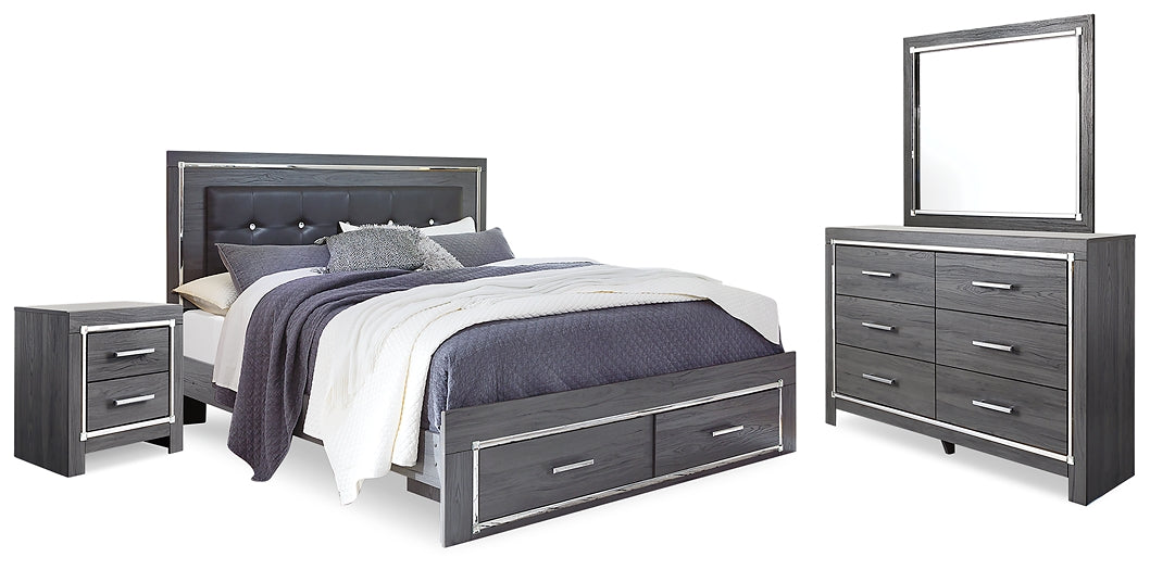 Lodanna Queen Panel Bed with Mirrored Dresser and Nightstand Homeline Furniture