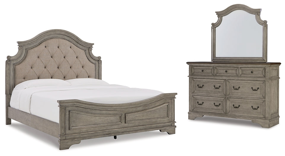 Lodenbay California King Panel Bed with Mirrored Dresser Homeline Furniture