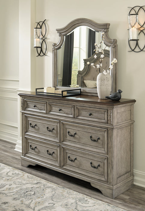 Lodenbay California King Panel Bed with Mirrored Dresser Homeline Furniture