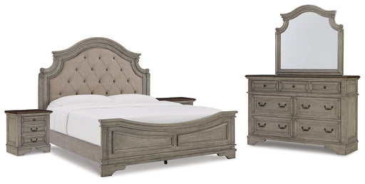 Lodenbay California King Panel Bed with Mirrored Dresser and 2 Nightstands Homeline Furniture