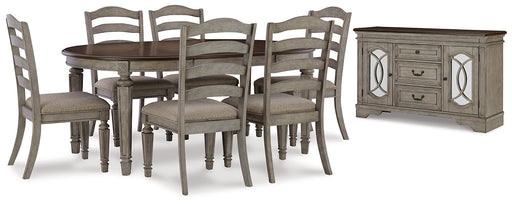 Lodenbay Dining Table and 6 Chairs with Storage Homeline Furniture