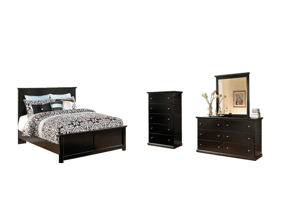 Maribel Full Panel Bed with Mirrored Dresser and Chest Homeline Furniture