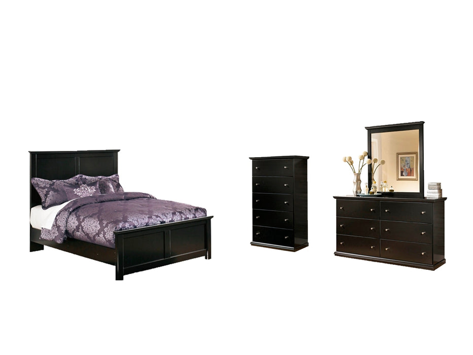 Maribel Full Panel Bed with Mirrored Dresser and Chest Homeline Furniture