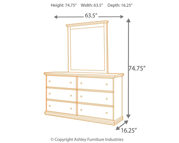 Maribel Full Panel Headboard with Mirrored Dresser Homeline Furniture