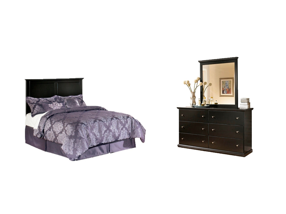 Maribel Full Panel Headboard with Mirrored Dresser Homeline Furniture