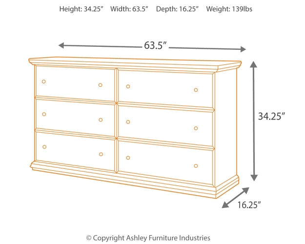 Maribel King/California King Panel Headboard with Dresser Homeline Furniture