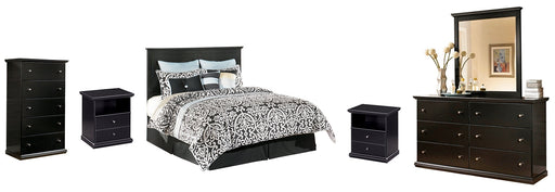 Maribel King/California King Panel Headboard with Mirrored Dresser, Chest and 2 Nightstands Homeline Furniture