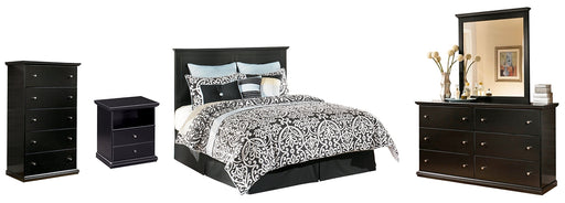 Maribel King/California King Panel Headboard with Mirrored Dresser, Chest and Nightstand Homeline Furniture