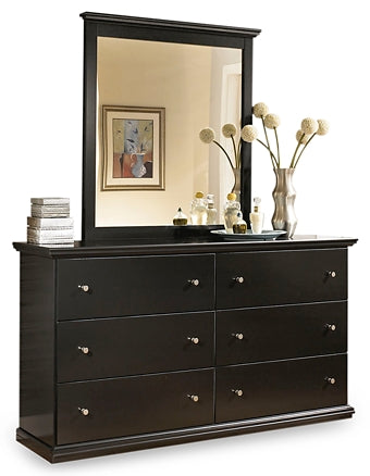 Maribel King/California King Panel Headboard with Mirrored Dresser Homeline Furniture