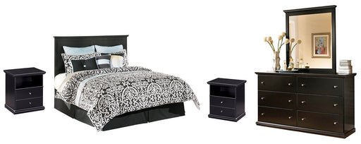 Maribel King/California King Panel Headboard with Mirrored Dresser and 2 Nightstands Homeline Furniture