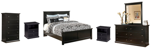 Maribel King Panel Bed with Mirrored Dresser, Chest and 2 Nightstands Homeline Furniture