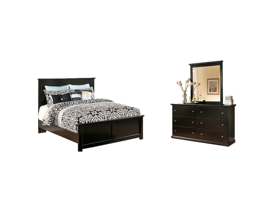 Maribel King Panel Bed with Mirrored Dresser Homeline Furniture