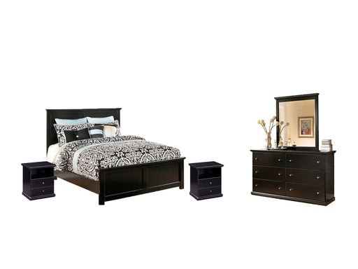 Maribel King Panel Bed with Mirrored Dresser and 2 Nightstands Homeline Furniture