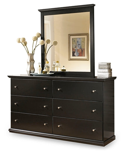 Maribel Queen/Full Panel Headboard with Mirrored Dresser, Chest and 2 Nightstands Homeline Furniture