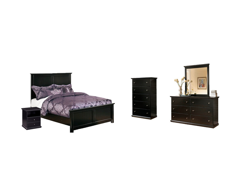 Maribel Queen Panel Bed with Mirrored Dresser, Chest and Nightstand Homeline Furniture