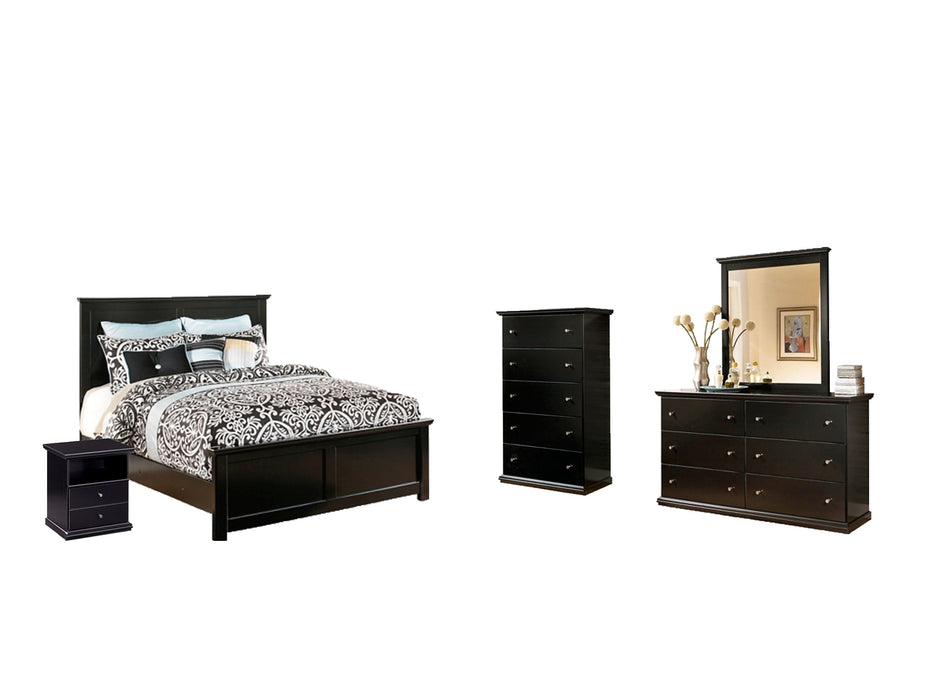 Maribel Queen Panel Bed with Mirrored Dresser, Chest and Nightstand Homeline Furniture