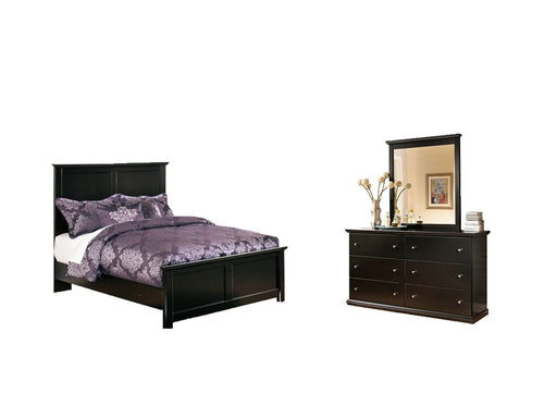 Maribel Queen Panel Bed with Mirrored Dresser Homeline Furniture