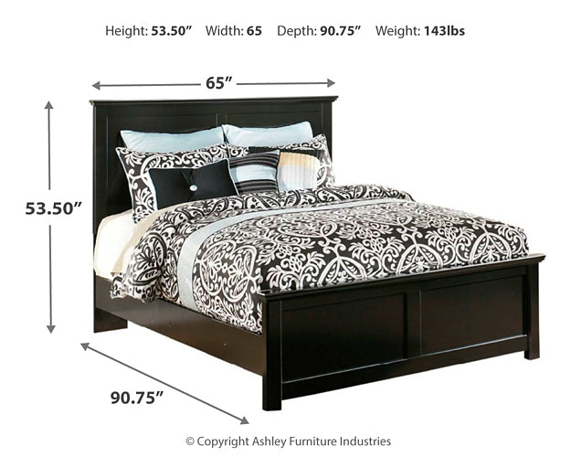 Maribel Queen Panel Bed with Mirrored Dresser and Chest Homeline Furniture