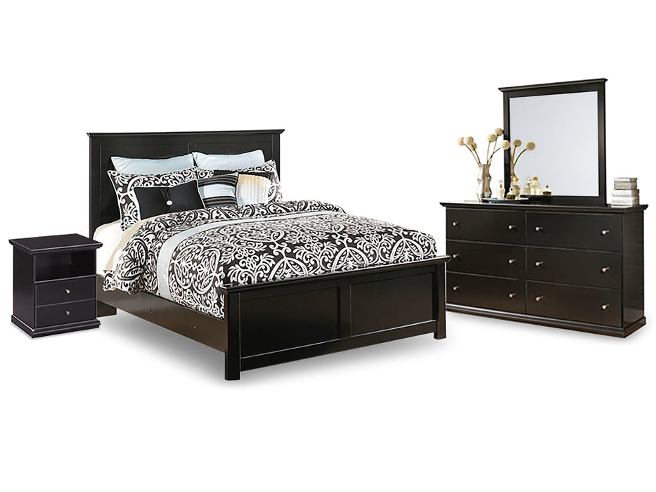 Maribel Queen Panel Bed with Mirrored Dresser and Nightstand Homeline Furniture