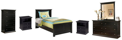 Maribel Twin Panel Bed with Mirrored Dresser, Chest and 2 Nightstands Homeline Furniture