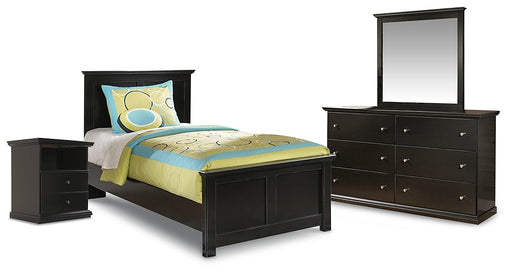 Maribel Twin Panel Bed with Mirrored Dresser and Nightstand Homeline Furniture