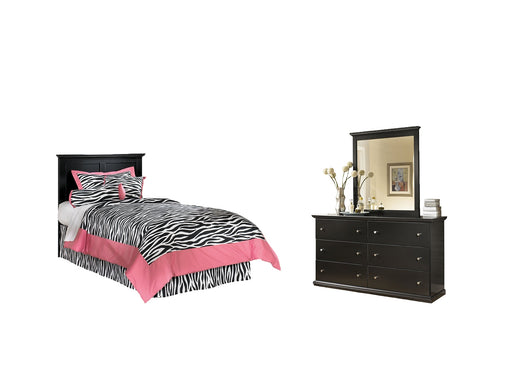 Maribel Twin Panel Headboard with Mirrored Dresser Homeline Furniture