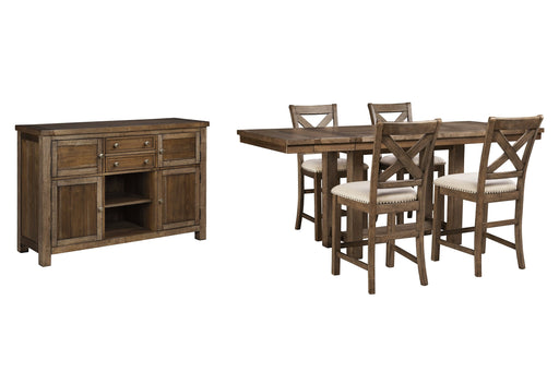 Moriville Counter Height Dining Table and 4 Barstools with Storage Homeline Furniture