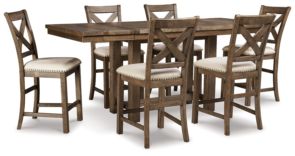 Moriville Counter Height Dining Table and 6 Barstools Homeline Furniture