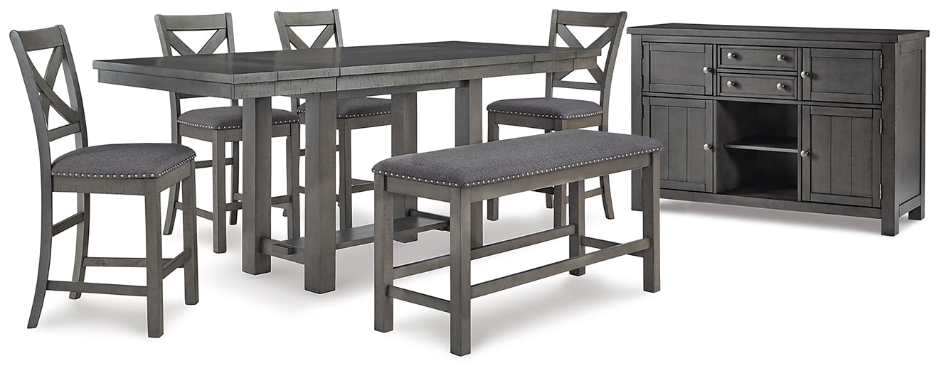 Myshanna Counter Height Dining Table and 4 Barstools and Bench with Storage Homeline Furniture