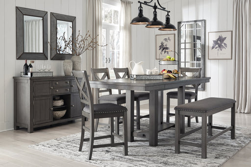 Myshanna Counter Height Dining Table and 4 Barstools and Bench with Storage Homeline Furniture